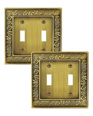 2-Pack Double Toggle Light Switch Cover Plate, Paisley Pattern Decorative Dua...