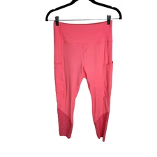 Zyia NWT Womens Size 6-8 Neon Coral Flower Power Luxe Hi Rise 7/8 Leggings