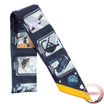 Hermes Story 063875S 06 Twilly 2023Aw Scarf Navy Multicolor Used