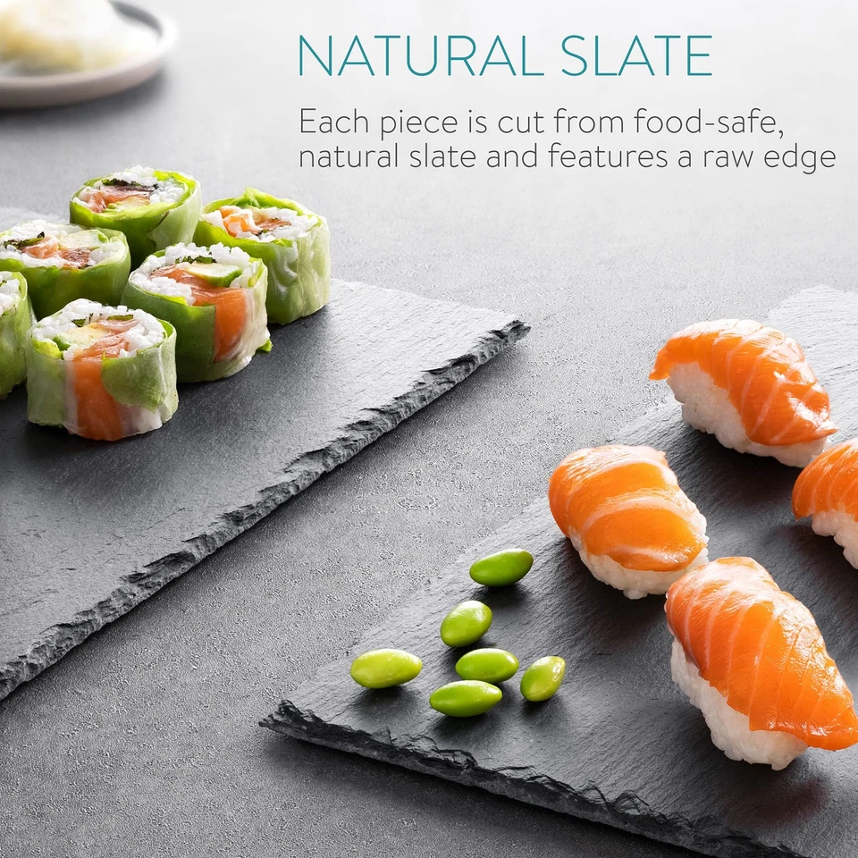Natural Slate Serving Plates - Set of 6 Place Mat Serving Trays - Medium Rect... - Image 3 of 4