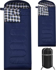 REDCAMP Flannel Sleeping Bag for Adults, Large, Navy Blue with 3lbs filling 