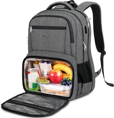 MATEIN Backpack Lunch Box, 18 Inch Work Laptop Bag Business 18 Inch, Grey 