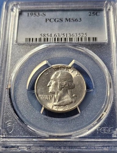 A 1953-S Washington Silver Quarter PCGS Graded MS63