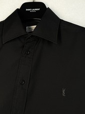 Black YSL Shirt L Size Cufflink Yves Saint Laurent Button Up w Dress Longsleeve
