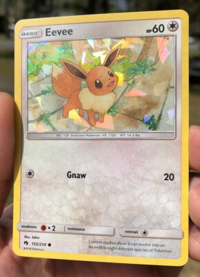2018 Eevee Let's Play Cracked Ice Holo Pokemon Card 155/214