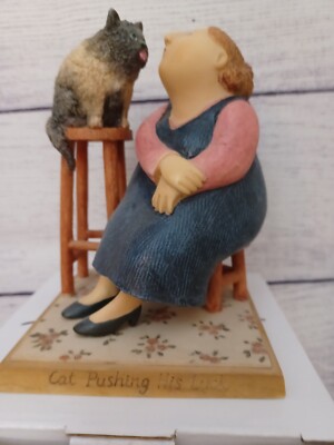 VTG Bottman Design Real People Collection Cat Pushing His Luck Figurine #75408