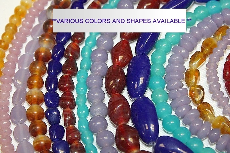 Hand Crafted *Opal* Glass -15mm Nugget Shape -36 Beads/Pack - 6 Colors Available - Image 3 of 3