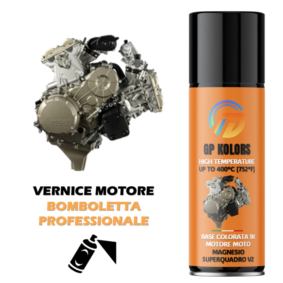 GP KOLORS Vernice Motore Moto Spray MAGNESIO DUCATI SUPERQUADRO V2 | High Temperature