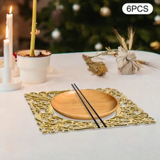 6*Dinner Plates Gold Charger Plates Set Wedding Plate Chargers w/ Embossed Rims