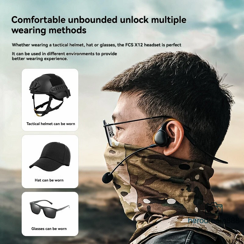 FCS X12 Military Earphones Tactical Headset KN6 Connector Work for V60 Dual PTT - Image 2 of 4