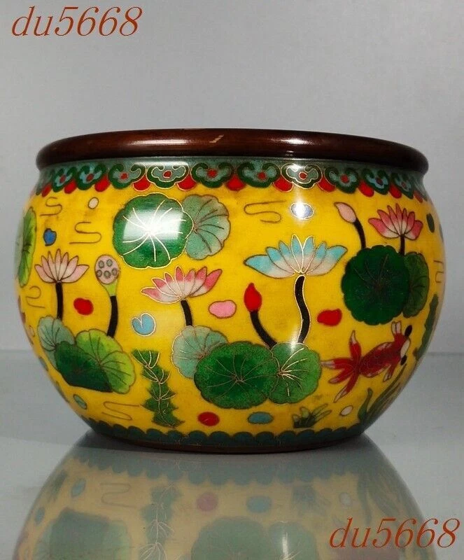 7.2" China bronce Cloisonne animales afortunados peces tanques vajilla tanque bote frasco Foto 4 de 4