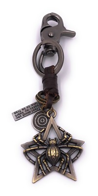 Spinne auf Stern Bronze Schlüsselanhänger Anhänger aus Metall