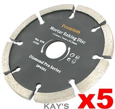 5x MORTAR RAKING DISCS 115mm PREMIUM QUALITY DIAMOND POINTING CEMENT RAKER BLADE