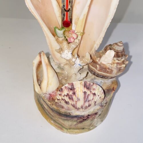 Vintage MCM Seashell Indoor Decorative Working Thermometer Figurine Paperweight - Picture 10 of 15