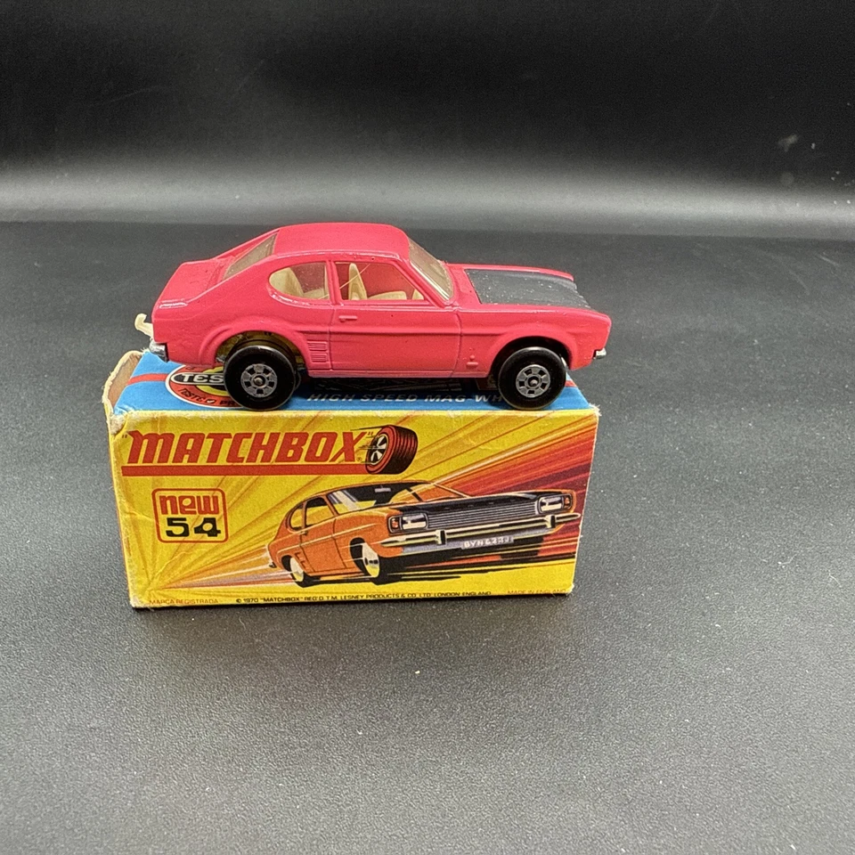 Caja de cerillas Lesney Superfast #54 ROSA FORD CAPRI de colección caja original FALTA PESTAÑA Foto 4 de 4
