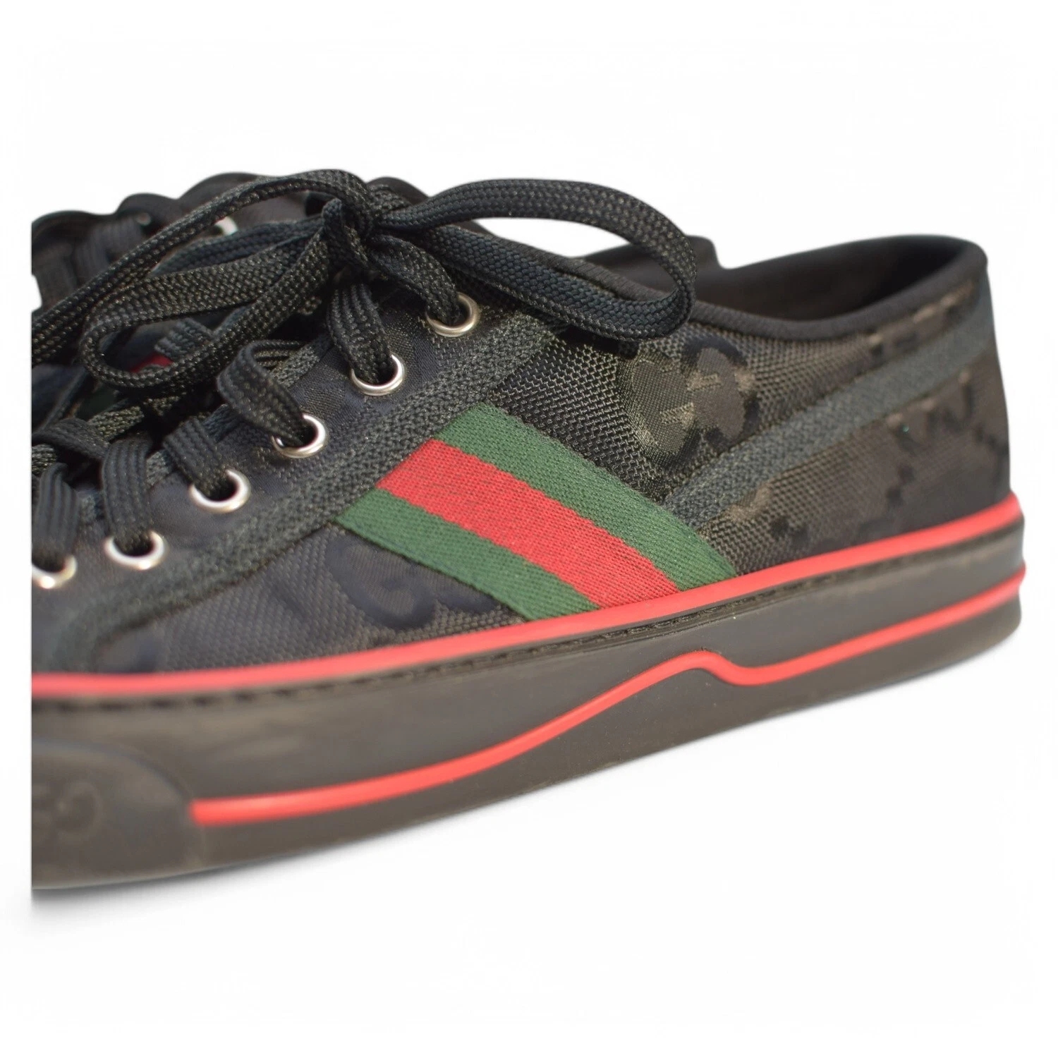 Baskets baskets homme tennis 1977 GUCCI noir GG Econyl toile nylon 41 unisexe