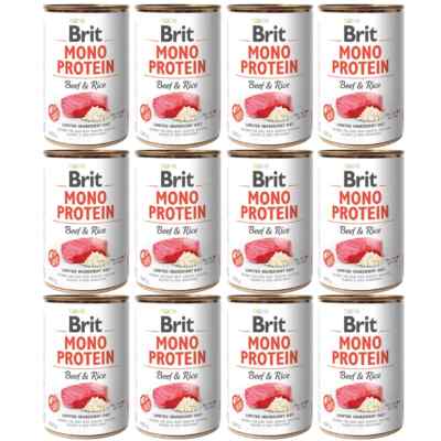 12x400 g BRIT Mono Protein Beef & Rice Nassfutter mit Rind und Reis alle Rassen