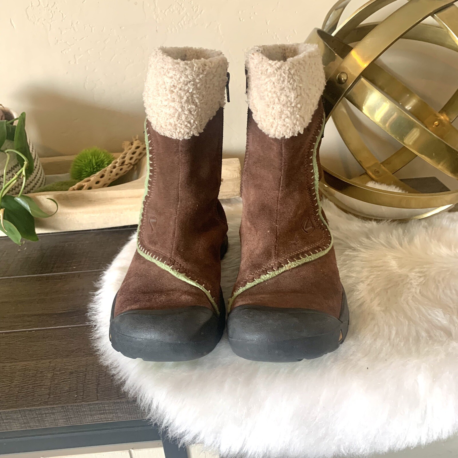 Keen Dry donna stivali da neve scamosciati marrone verde taglia 5