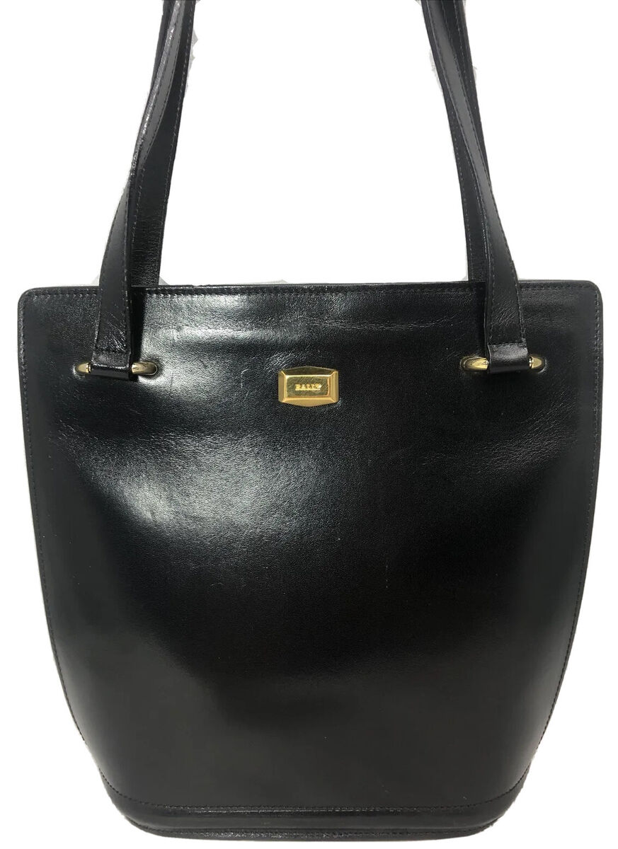Bally Vintage Black Leather Hard Shell Shoulder Bag Made in Bally Vintage Black Leather Hard Shell Shoulder Bag Made in