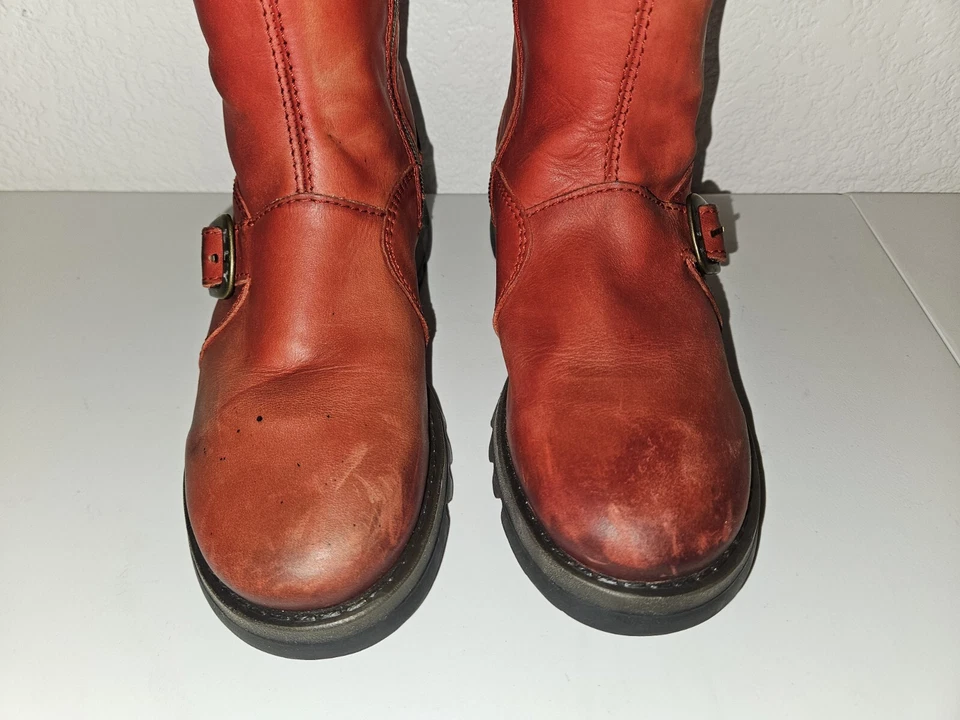 Fly London Mujer Botas MES 2 Cuña Hasta la pantorrilla Cuero EU 37 US 6.5-7 Rojo Foto 3 de 4