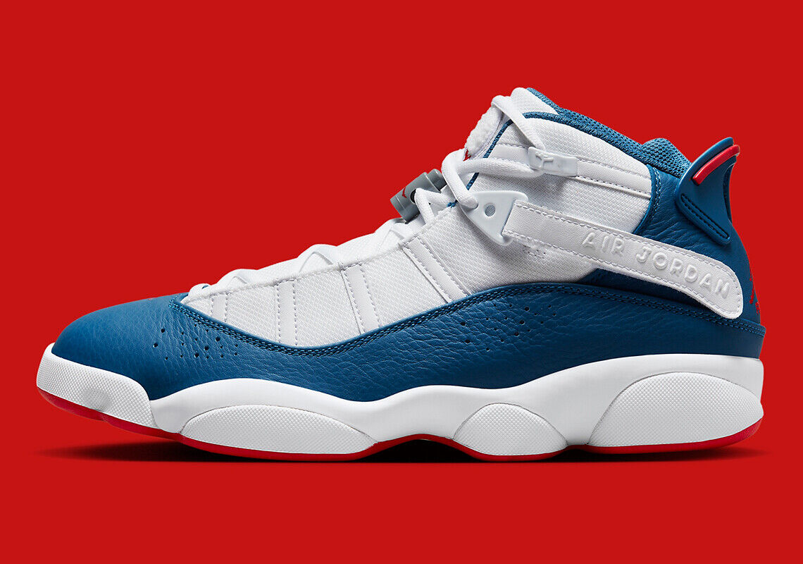 Nike Air Jordan 6 Rings True Blue White Red Steel 322992-140 Men's Retro