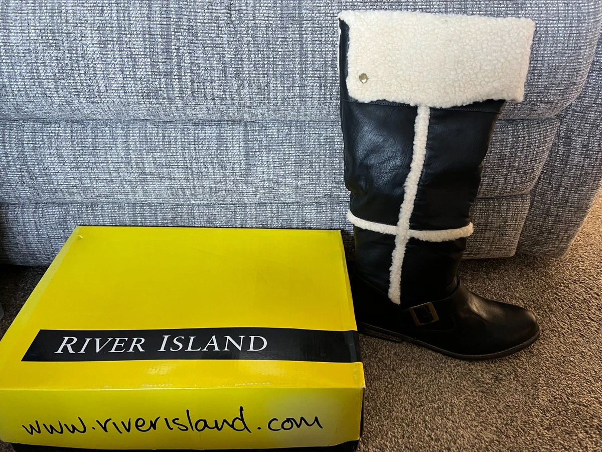 River island shop black biker boots