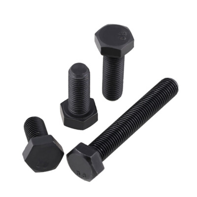 Metric M12 Hex Head Bolts Fine Pitch Thread Hex Set Screws Steel Grade 8.8 Black