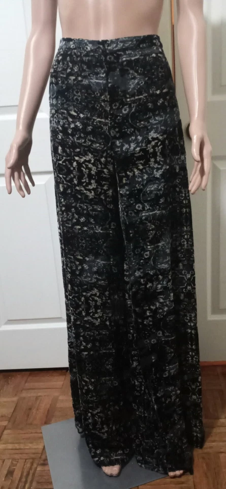 PANTALONES DE PIERNA ANCHA HAUTE HIPPIE PSYCHO NEGRO/BLANCO TERCIOPELO BURNOUT MUJER TALLA PEQUEÑA Foto 4 de 4