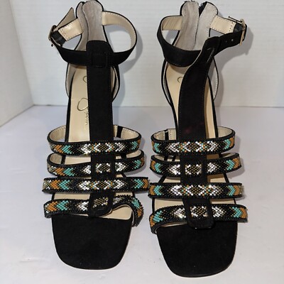 Jessica Simpson Womens Oprina Black  High Heel Sandals Size 9M 40