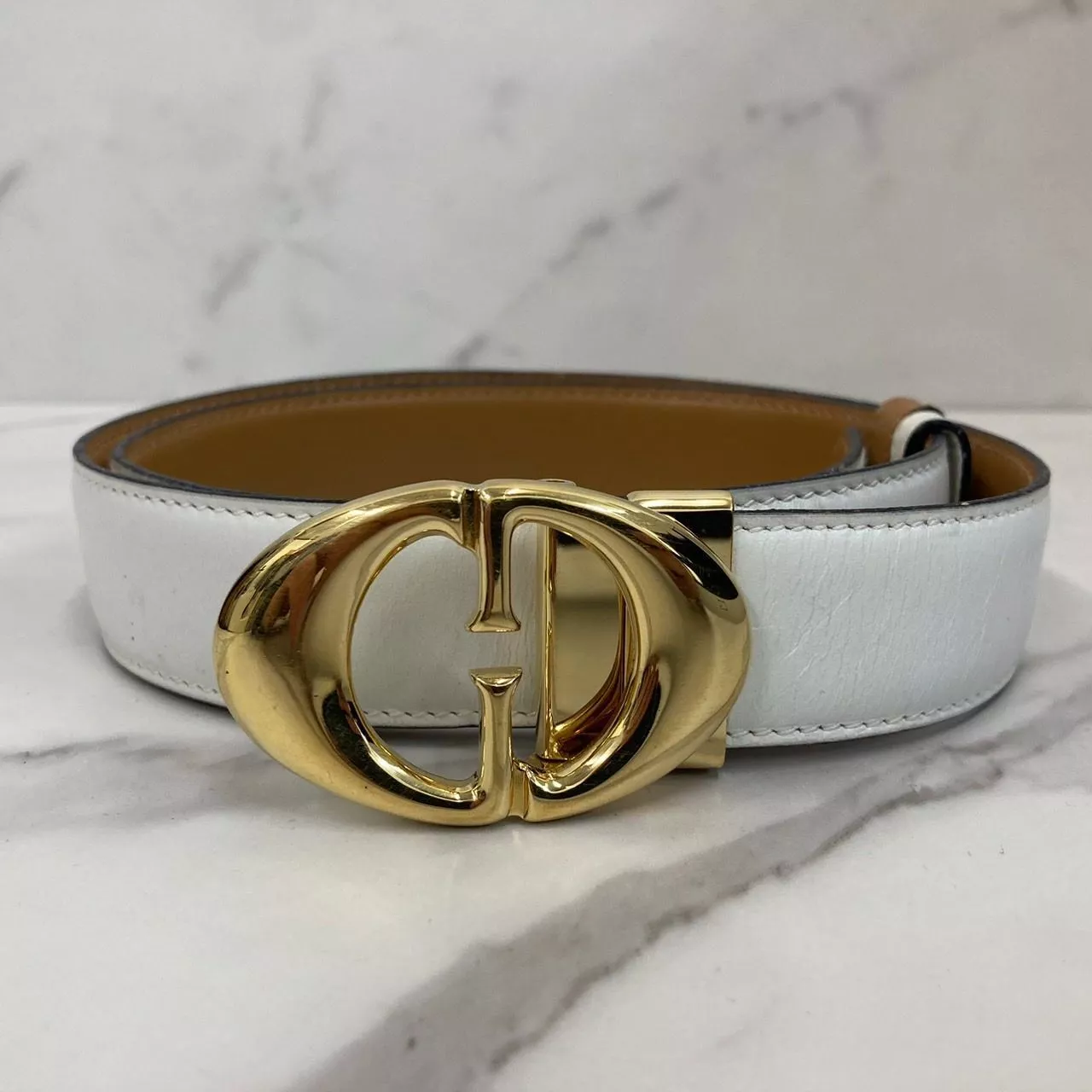 Ceinture GUCCI Gucci logo GG cuir blanc 75,30