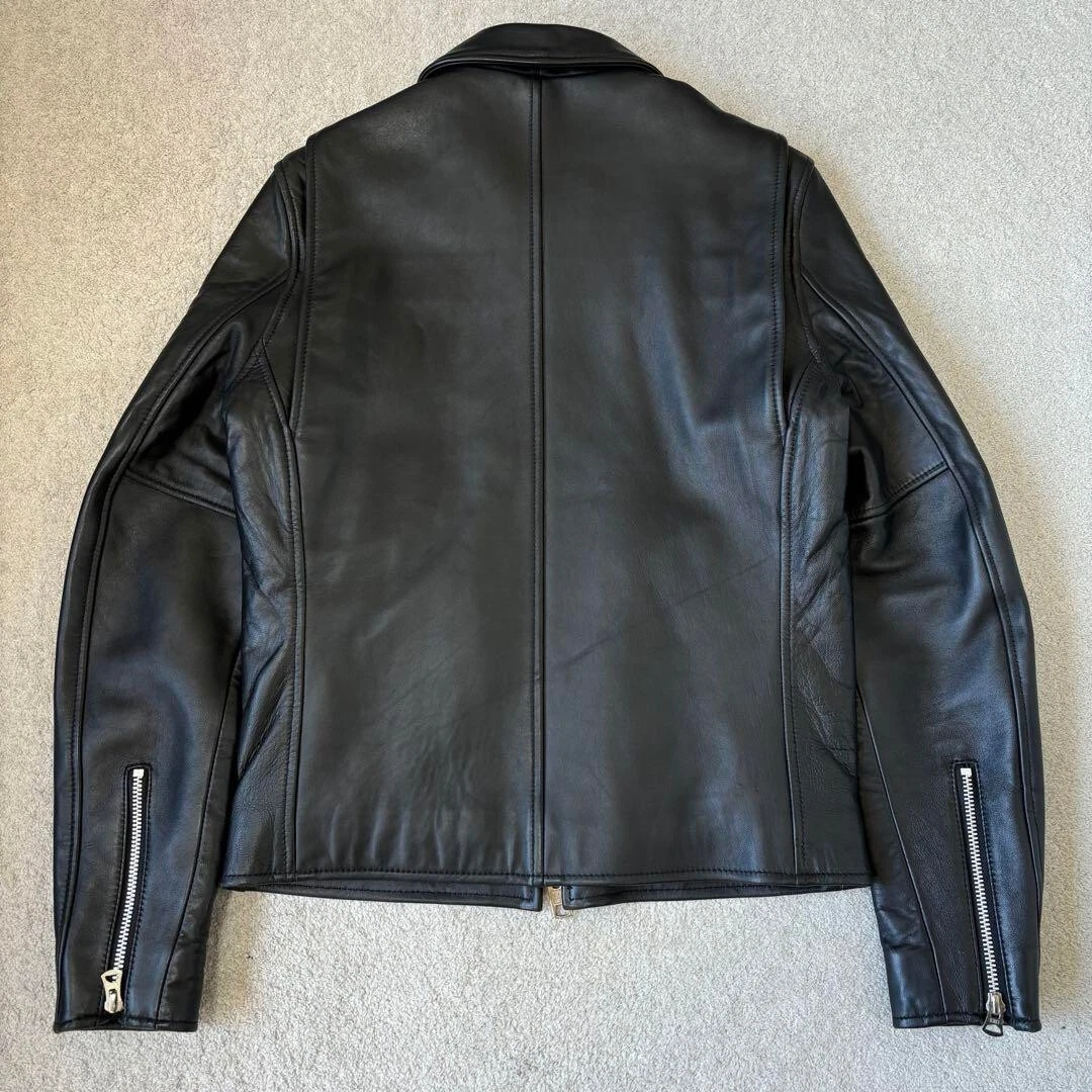 Chaqueta de cuero individual de piel de cordero exclusiva de Schott x Nano Universe negra talla S JP