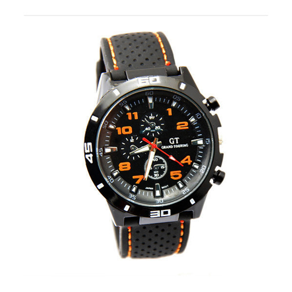 findtime Orologio da polso da uomo grande rettangolare orologio da uomo sportivo cronografo data impermeabile militare designer orologi per uomini cinturino in silicone bianco, Colore: rosso, cinghia