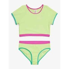 NEW Justice Girls 2-Piece Rashguard Swimsuit Set Sunny Citrus Size XL 16/18