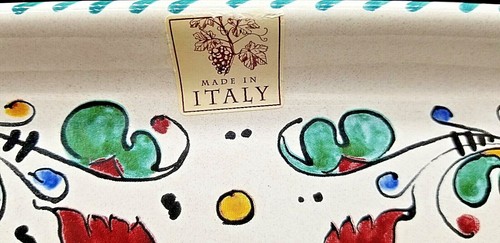 CERAMICA NOVA DERUTA POTTERY - GREEN ROOSTERS DISH TRAY PLATTER - MADE IN ITALY - Picture 2 of 5