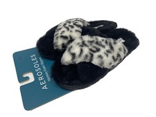 Aerosoles Memory Foam Black Leopard Slide Slippers Womens M 6.5-7.5, XL 9.5-10.5