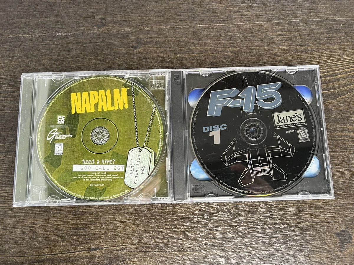 2 Vintage PC Games, Napalm & Janes Combat Simulations, F-15