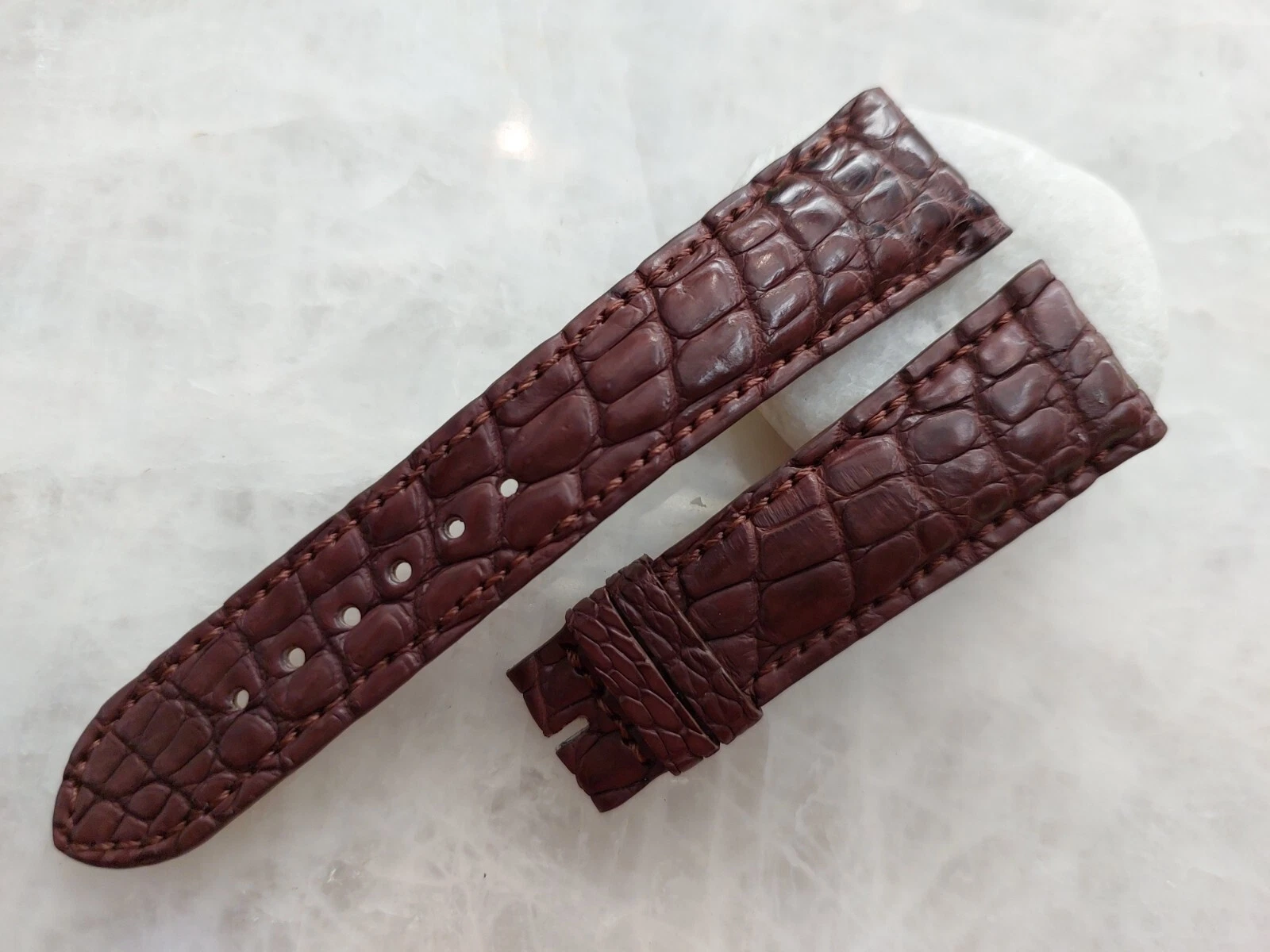 22mm/18mm Brown Alligator Crocodile Print Leather Watch Strap Band