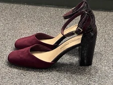 Christian Siriano for Payless Burgundy High Heels Shoes Size 6.5  ZIP Suede 4” 