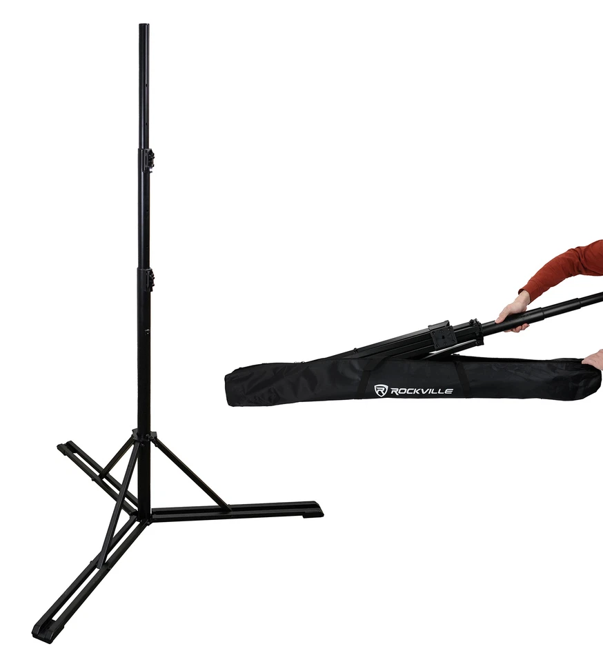 Rockville RLS2 10 Ft Lighting Stand w/Flat-Base Legs+Bag For Speakers/Projectors