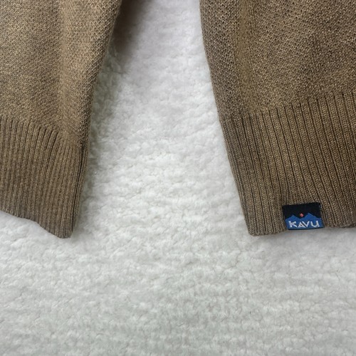 Kavu Sweater Mens L Beige Snow Bear Knit Graphic Highline Crewneck Outdoors - Picture 6 of 10