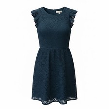 LOFT Teal Blue Lace Fit and Flare Mini Dress Size 0 Cocktail Wedding Feminine