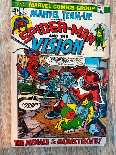 Vintage Marvel Team-Up #5 comic book featuring Spider-Man and The Vision