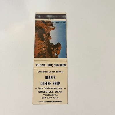 Dean's Coffee Shop Coalville UT Vintage Matchbook Cover TMB87-5