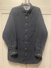Eddie Bauer Mens Plaid Shirt T2XL Wrinkle Free Relaxed Fit Blue Tall XXL