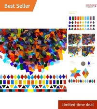 1600 Glass Mosaic Tiles Mixed Shapes Small Colorful Transparent Arts Crafts