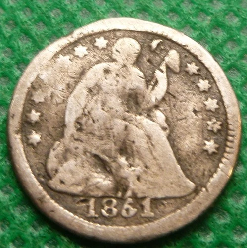 1861 o  Seated Liberty Half Dime Coin 1837-1891 #A07   Coin