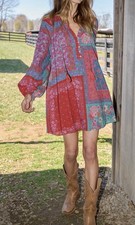 Natural Life Camille Mini Dress - Jewel Positano Scarf Floral Print Size XL NWT
