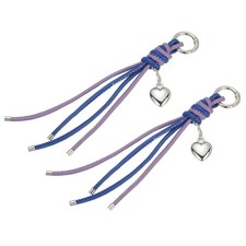 2pcs Leather Keychain with Heart Charm Braided Diamond Knot Purple Blue