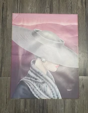 Vintage 1980s FERRARO Art Deco Lithograph Poster Lady Art Glam Girl 22 X 28