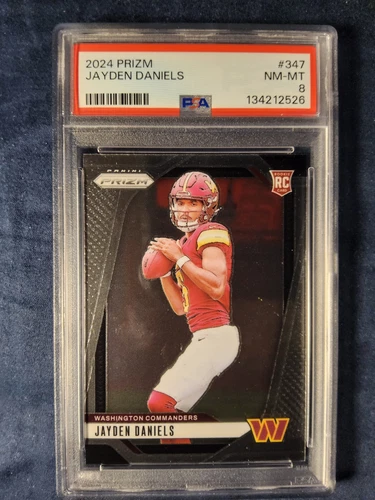 2024 PANINI PRIZM JAYDEN DANIELS ROOKIE CARD #347 PSA 8 WASHINGTON COMMANDERS